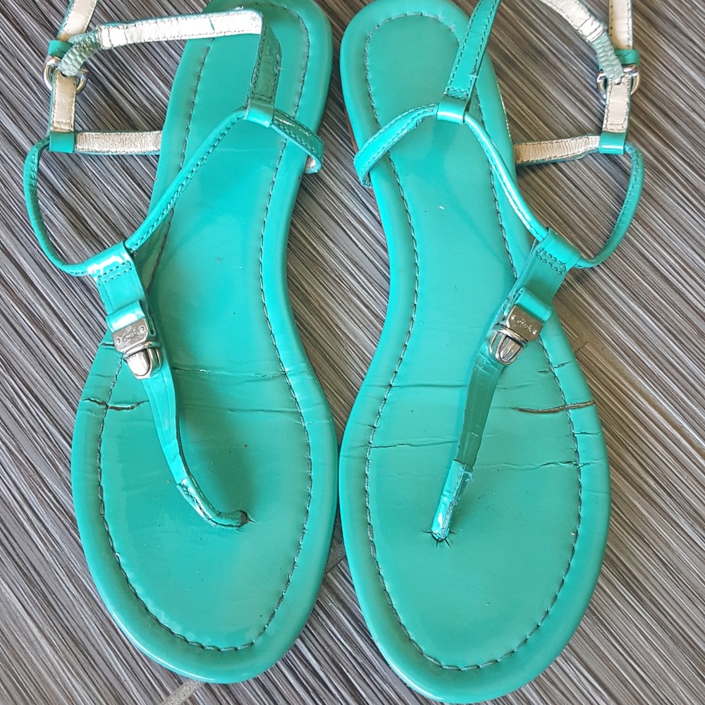 Coach Teal Strappy Sandals